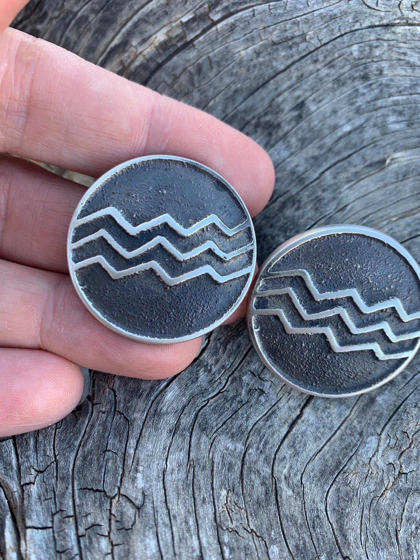 Larry Golsh Silver Tufa Cast Earrings - Turquoise & Tufa