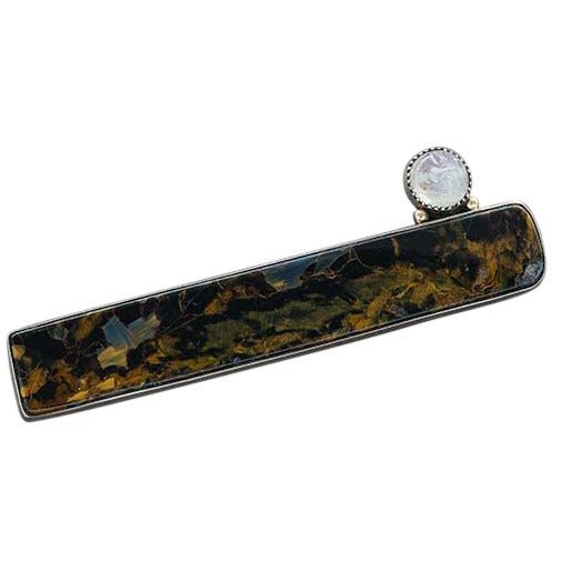 Mike Bird Romero Brooch of Jasper and Moonstone - Turquoise & Tufa
