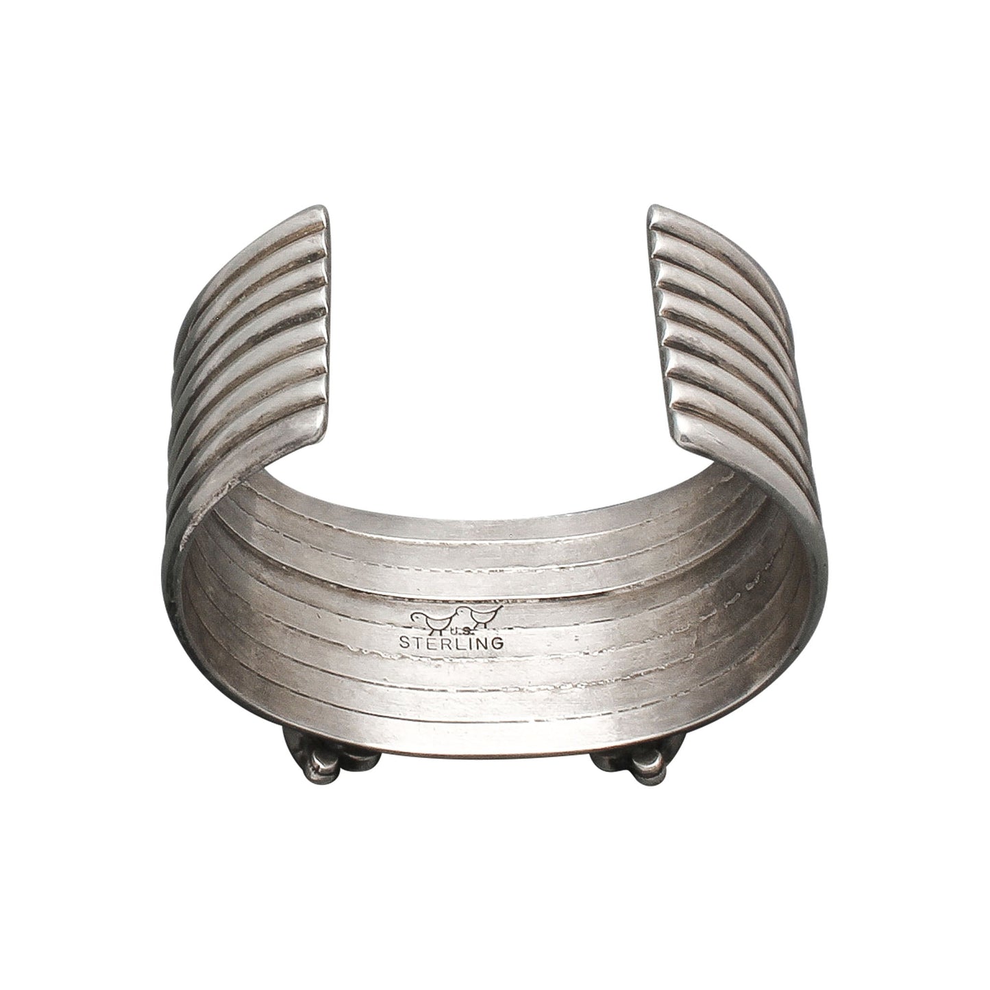 Mike Bird Romero Wide Silver Cuff of Natural Turquoise Butterfly - Turquoise & Tufa