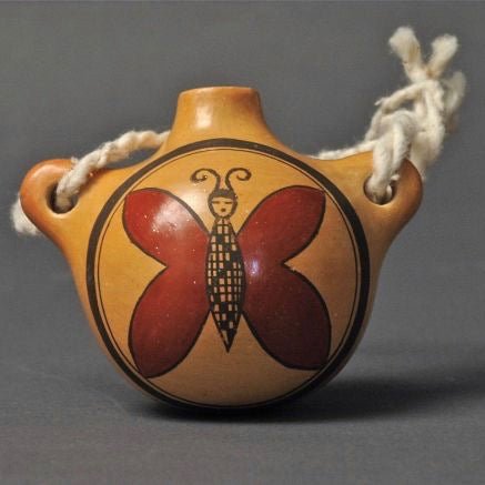 Miniature Hopi Canteen By Loren Ami - Turquoise & Tufa