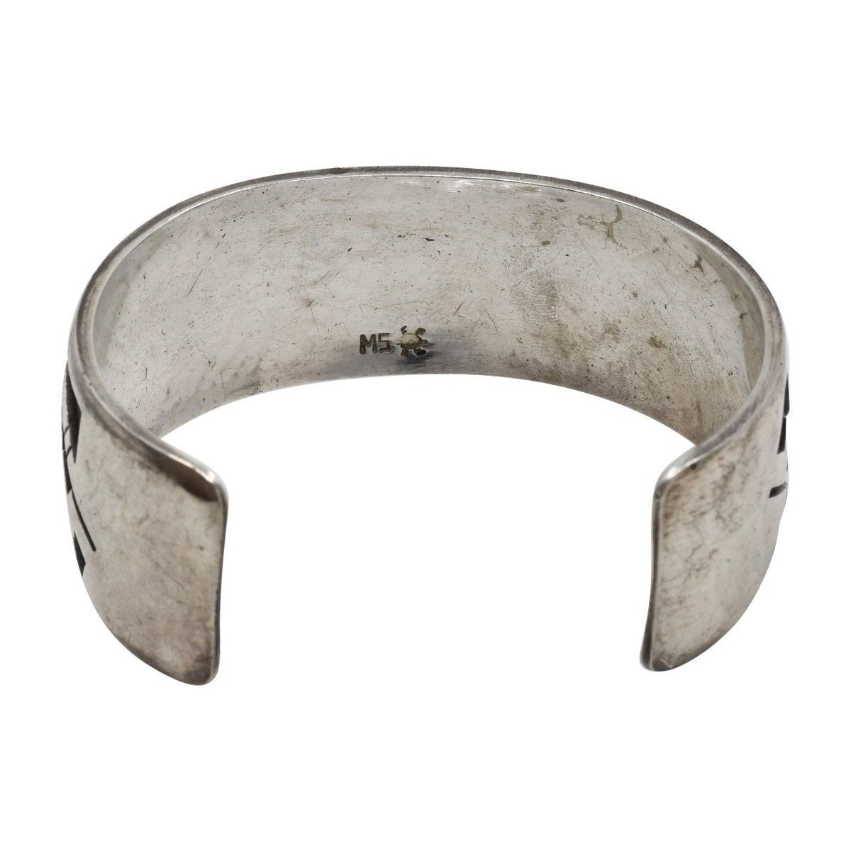 Mitchell Sockyma Hopi Overlay Bracelet With 14k Gold Bear - Turquoise & Tufa