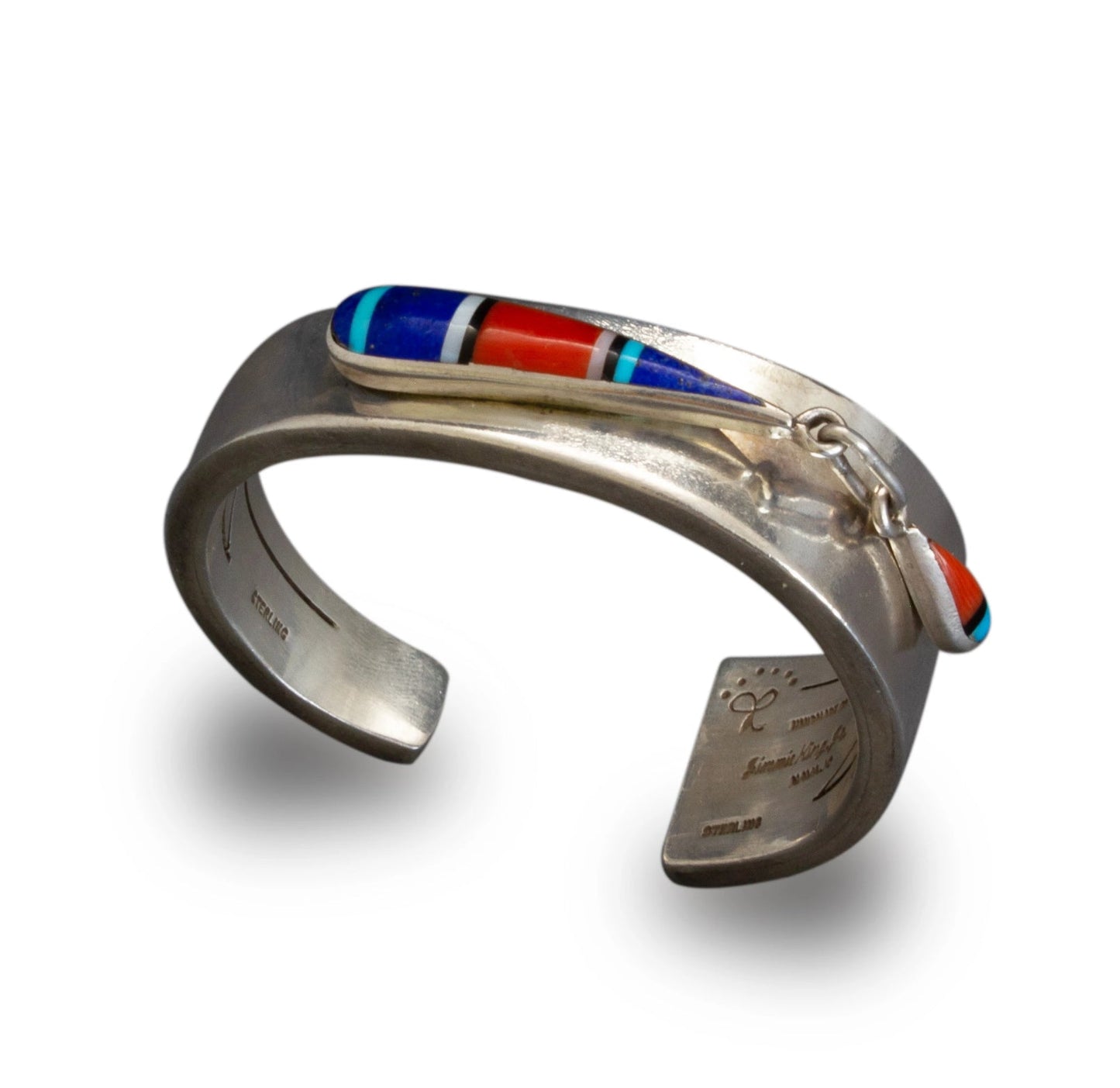 Navajo Jimmie King Jr. Bracelet of Silver With Inlay - Turquoise & Tufa