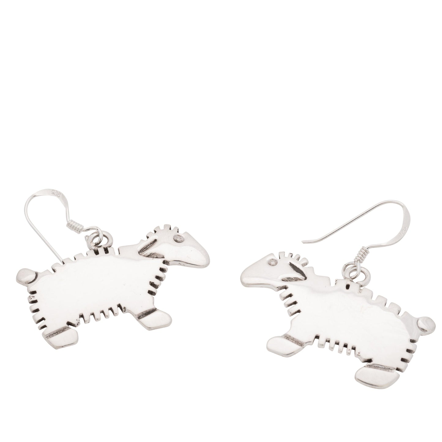 Navajo Silver Sheep Earrings By Allison Manuelito - Turquoise & Tufa