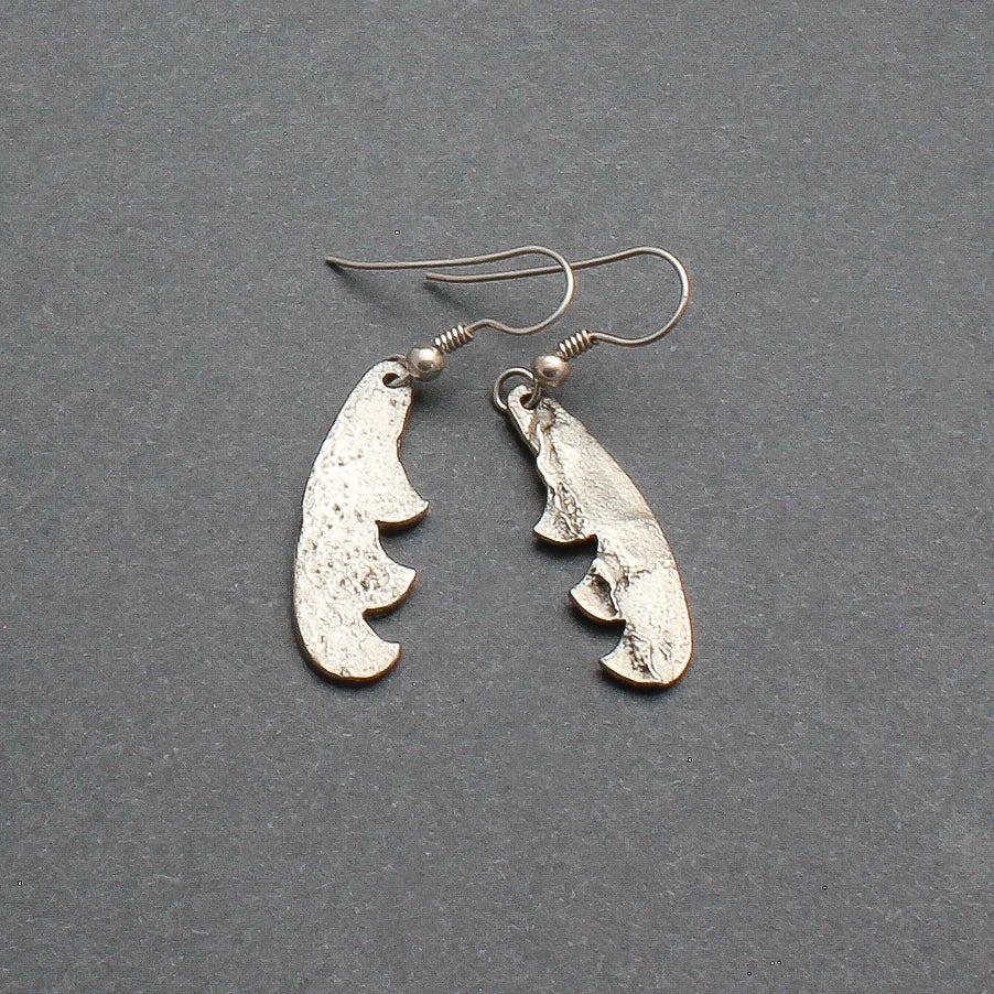 Navajo Silver Tufa Cast Dangle Feather Earrings By Shane Hendren - Turquoise & Tufa