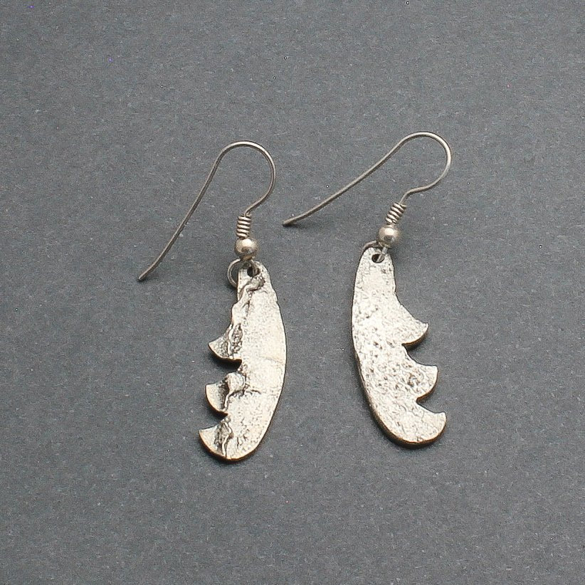 Navajo Silver Tufa Cast Dangle Feather Earrings By Shane Hendren - Turquoise & Tufa