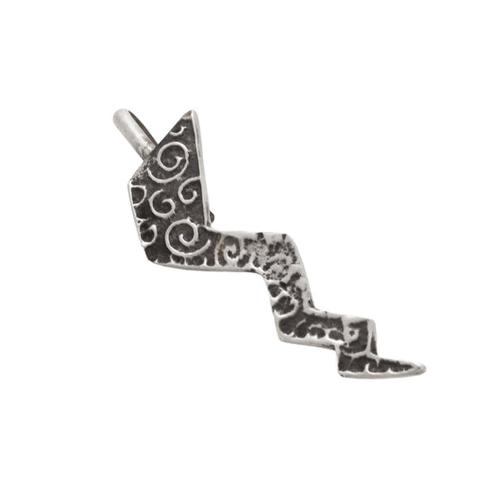 Navajo Silver Tufa Cast Lightening Bolt Pendant Chenoa and Cheyenne Custer - Turquoise & Tufa