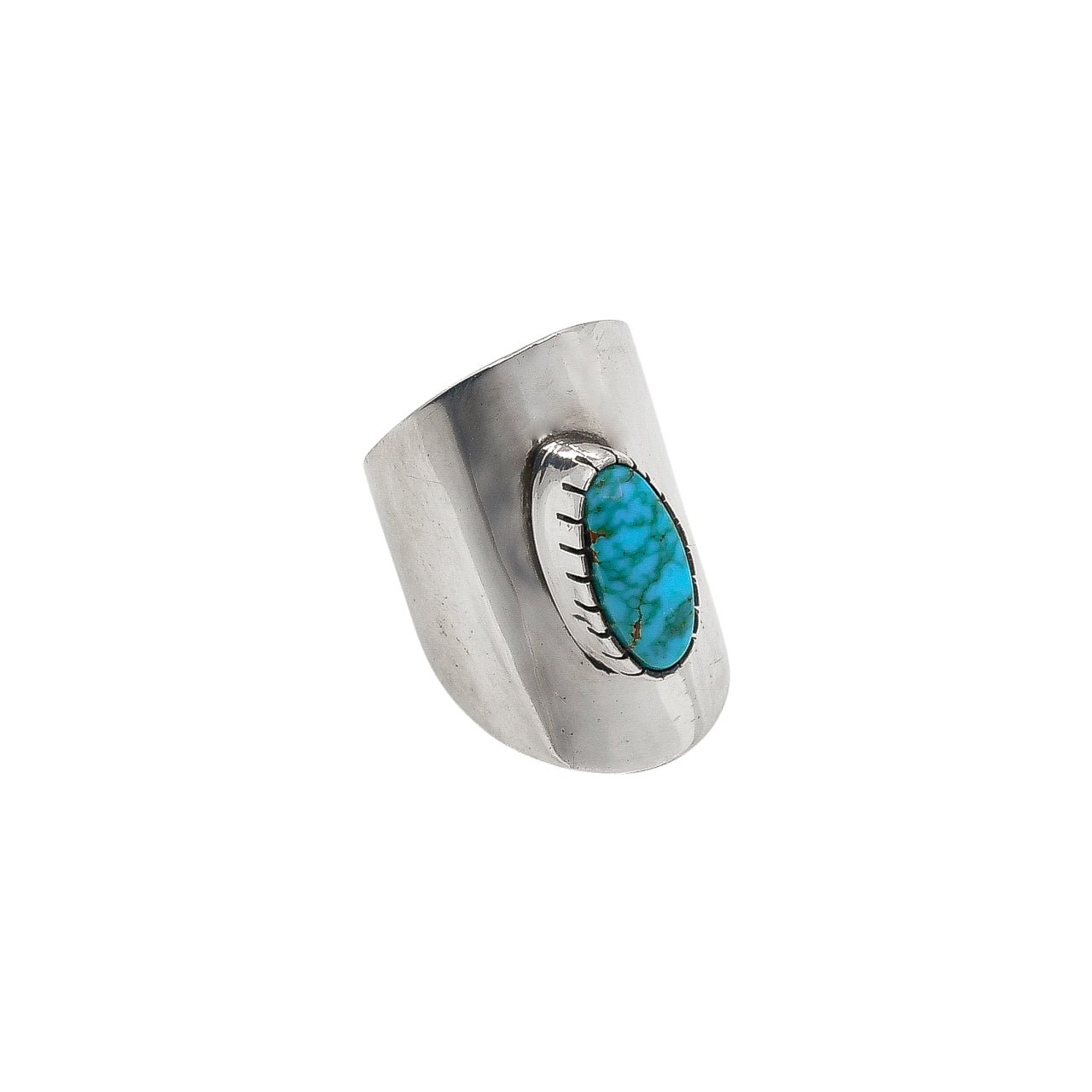 Navajo Wil Vandever Natural Turquoise Ring - Turquoise & Tufa
