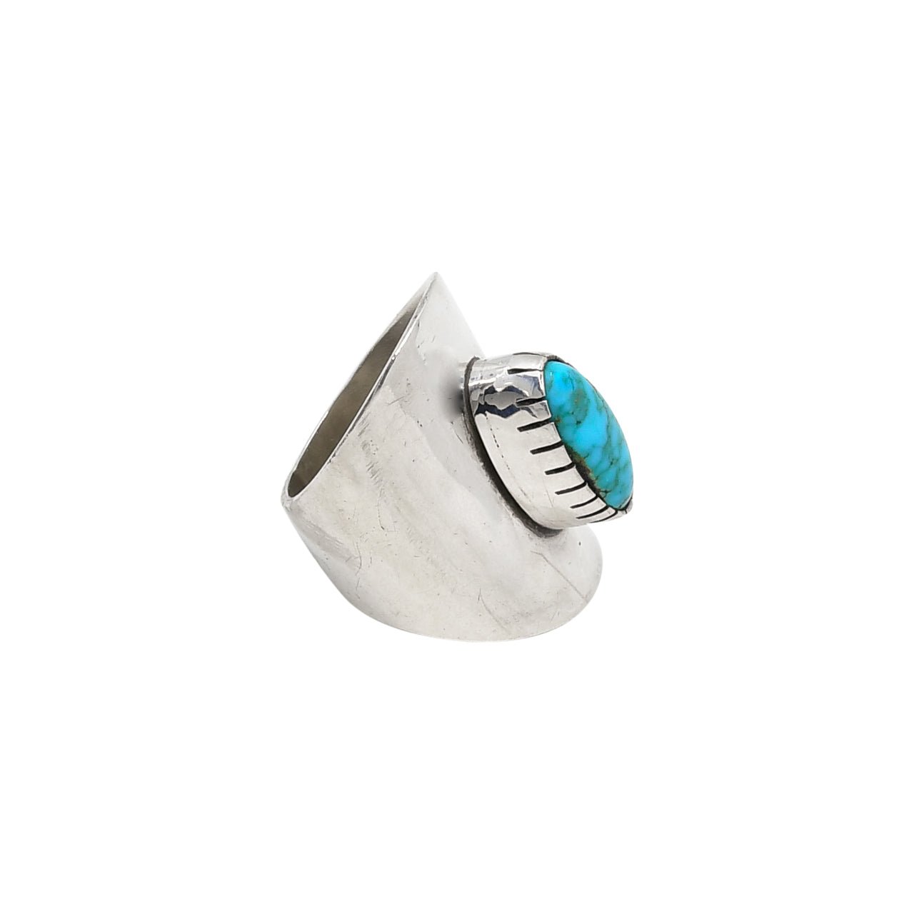 Navajo Wil Vandever Natural Turquoise Ring - Turquoise & Tufa