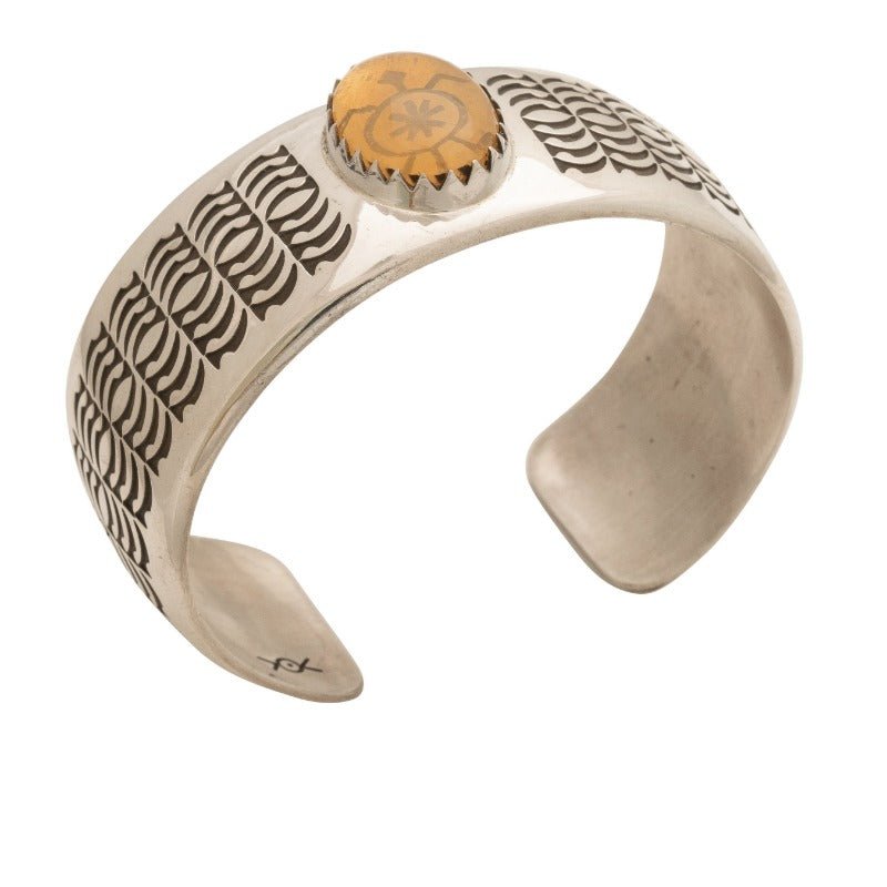 Norbert Peshlakai Sea Turtle Cuff - Turquoise & Tufa
