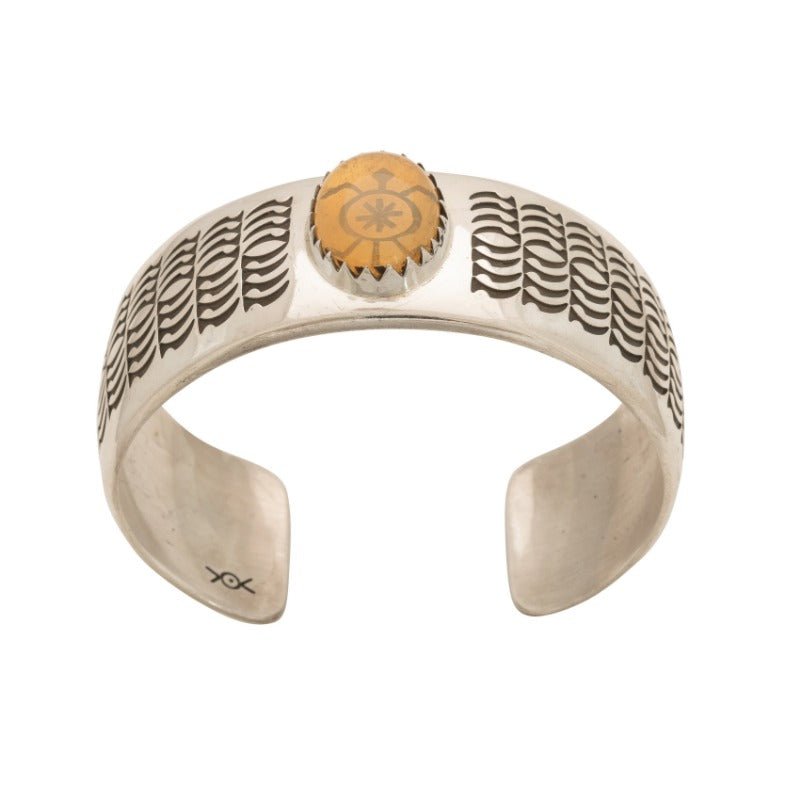 Norbert Peshlakai Sea Turtle Cuff - Turquoise & Tufa