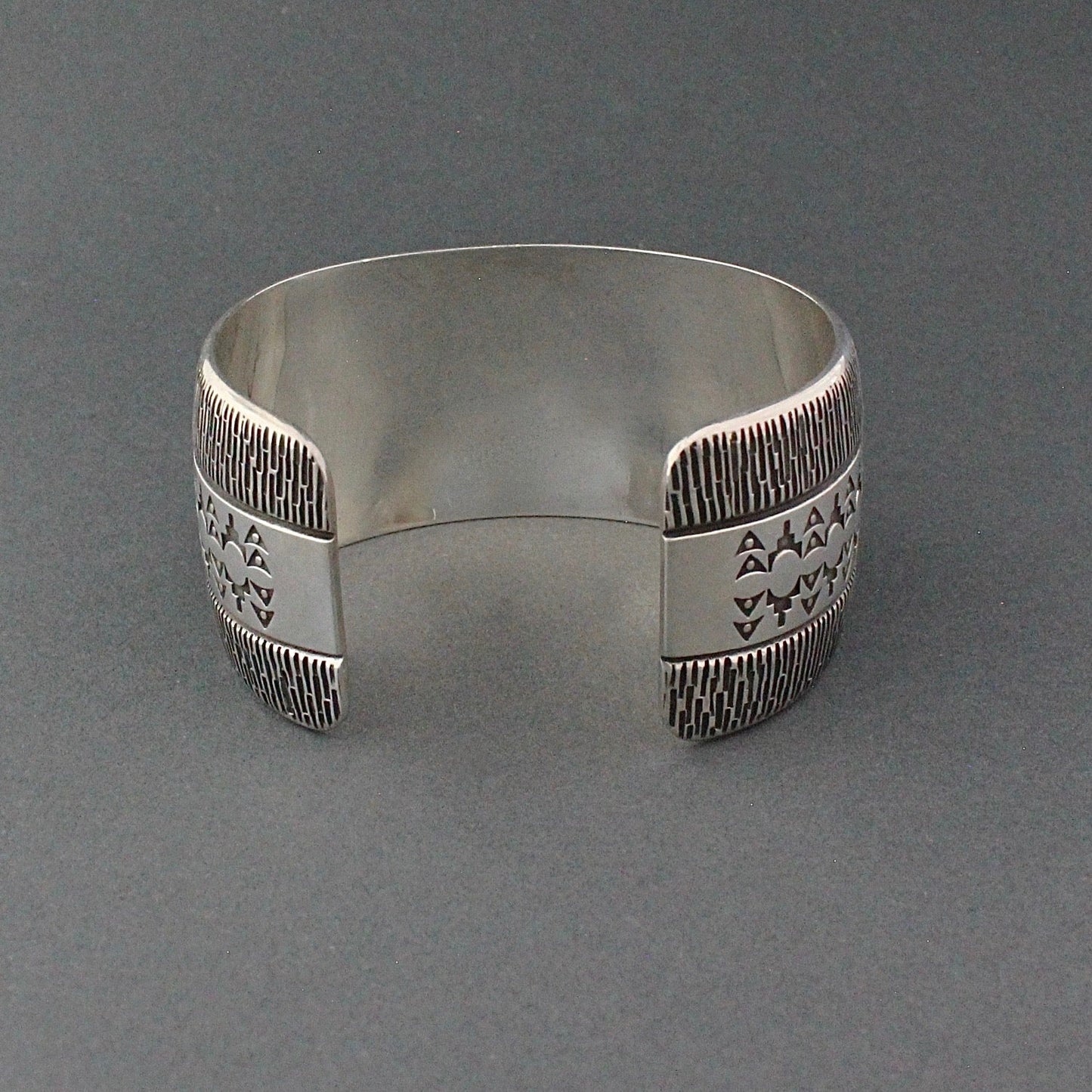 Norbert Peshlakai Silver Bracelet With Off Set Turquoise - Turquoise & Tufa