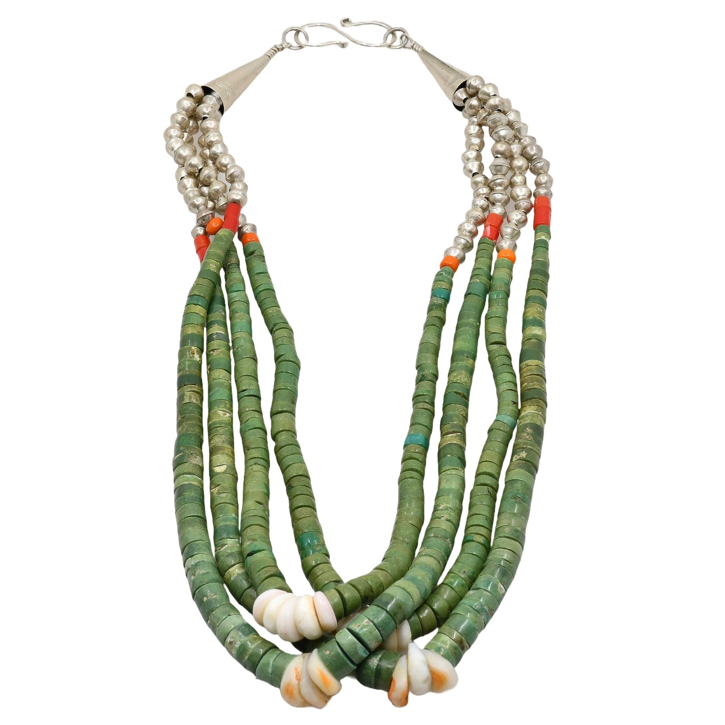 Old Green Turquoise Jacla Necklace - Turquoise & Tufa