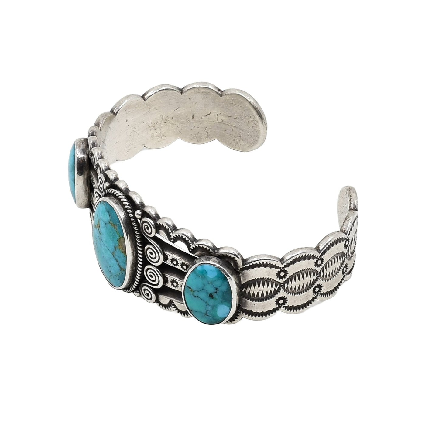 Perry Shorty Bracelet of Three Turquoise Stones - Turquoise & Tufa