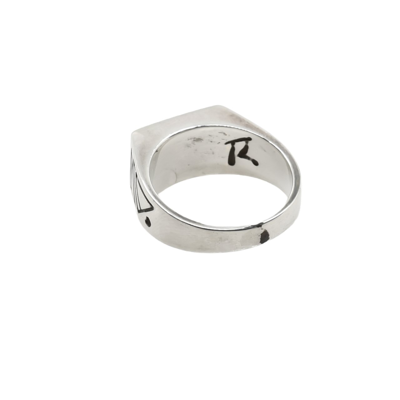 Ray Tracey Inlay Ring of Turquoise and Jet in Sterling Silver - Turquoise & Tufa