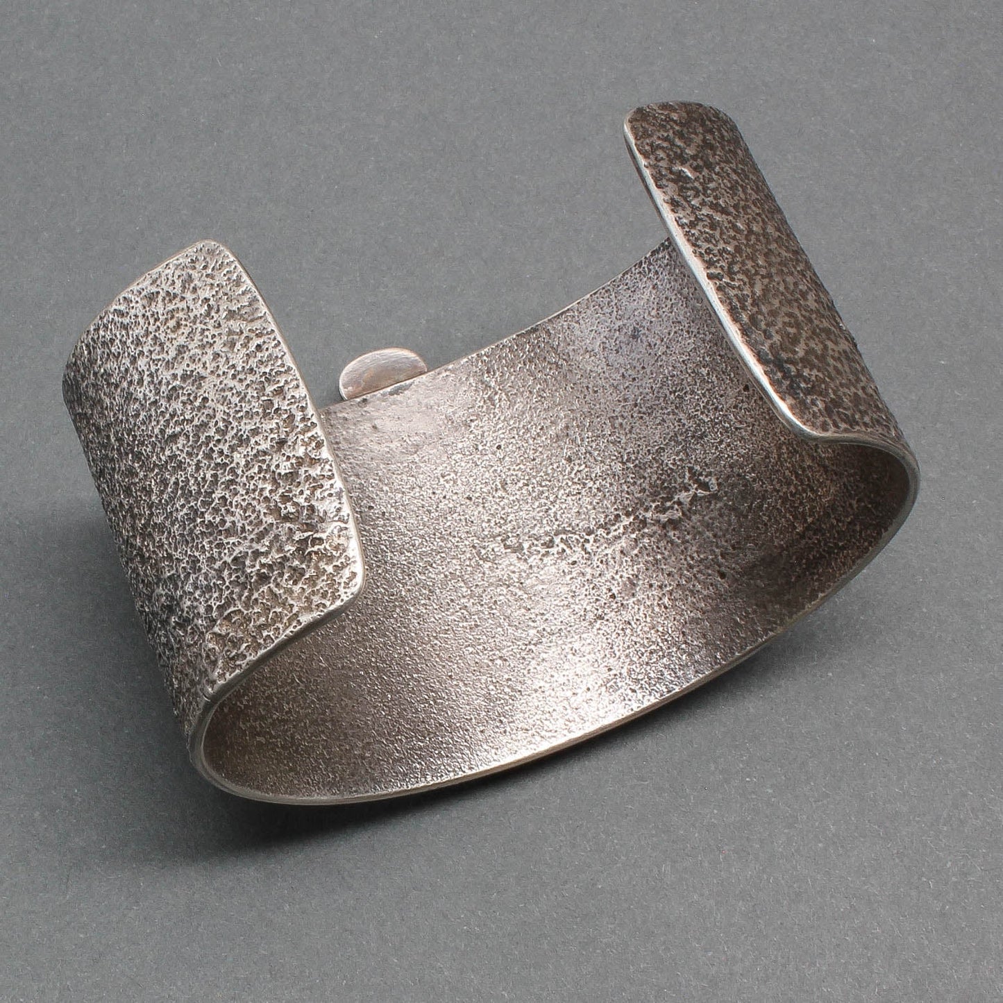 Raymond Sequaptewa Wide Silver Bracelet Entitled Man On The Moon - Turquoise & Tufa