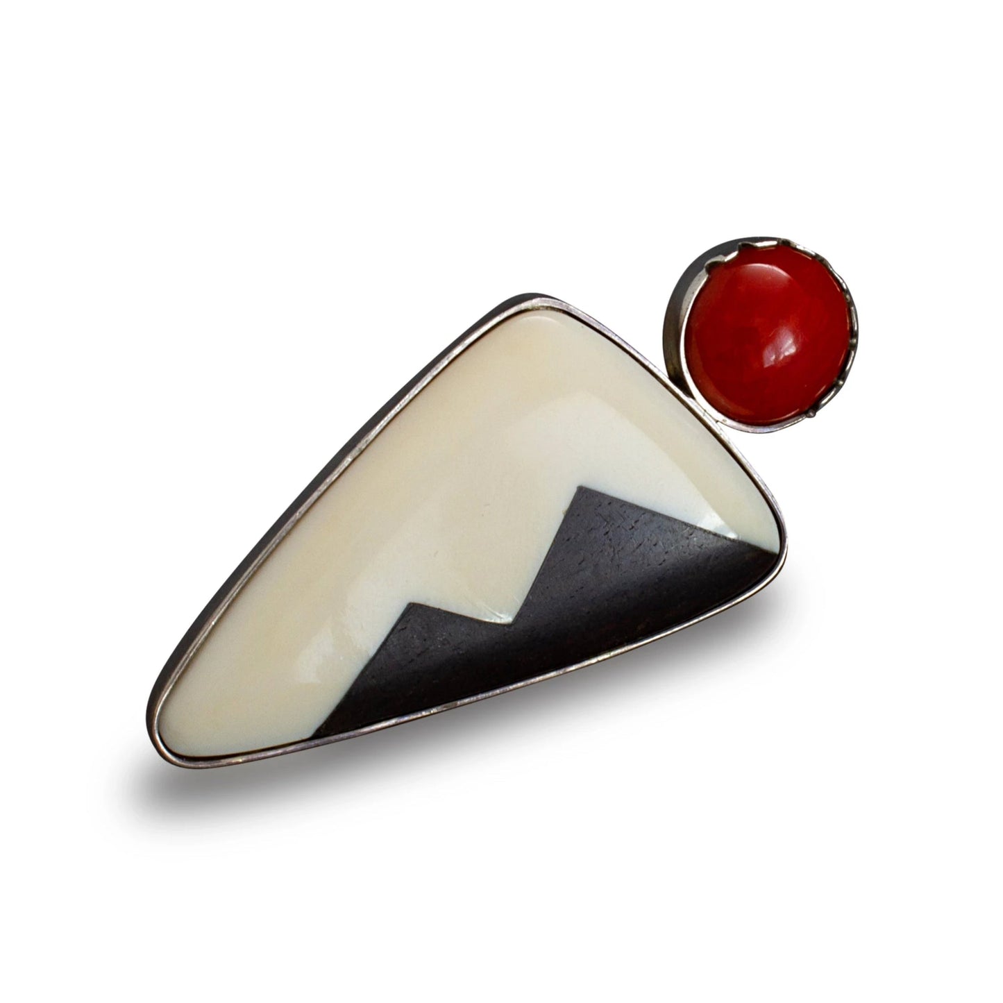 Rita Joe Cordalis Brooch of Geometric Shapes - Turquoise & Tufa