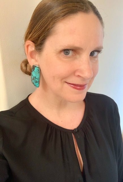 Roger Tsabetsaye Earrings of Fine Natural Turquoise - Turquoise & Tufa