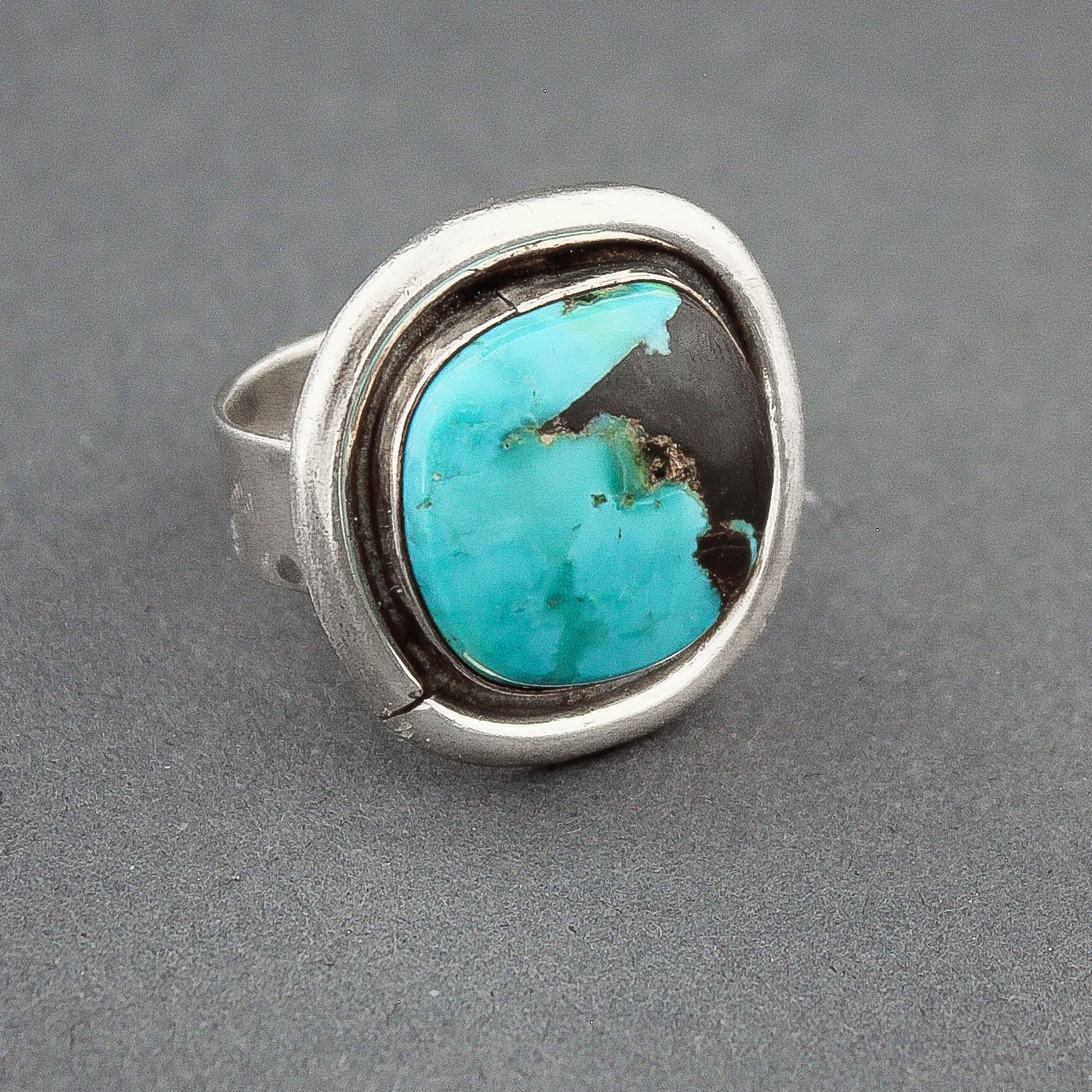 Silver and Turquoise Ring by Tony Aguilar - Turquoise & Tufa