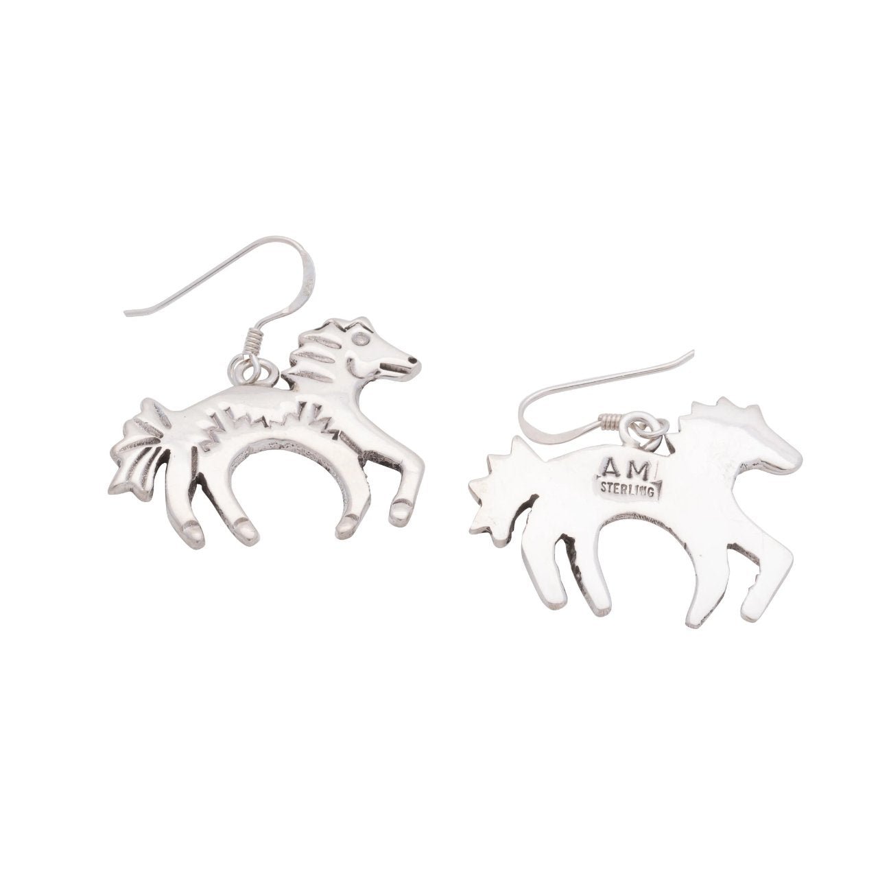 Sterling Silver Wild Horse Earrings by Allison Manuelito - Turquoise & Tufa
