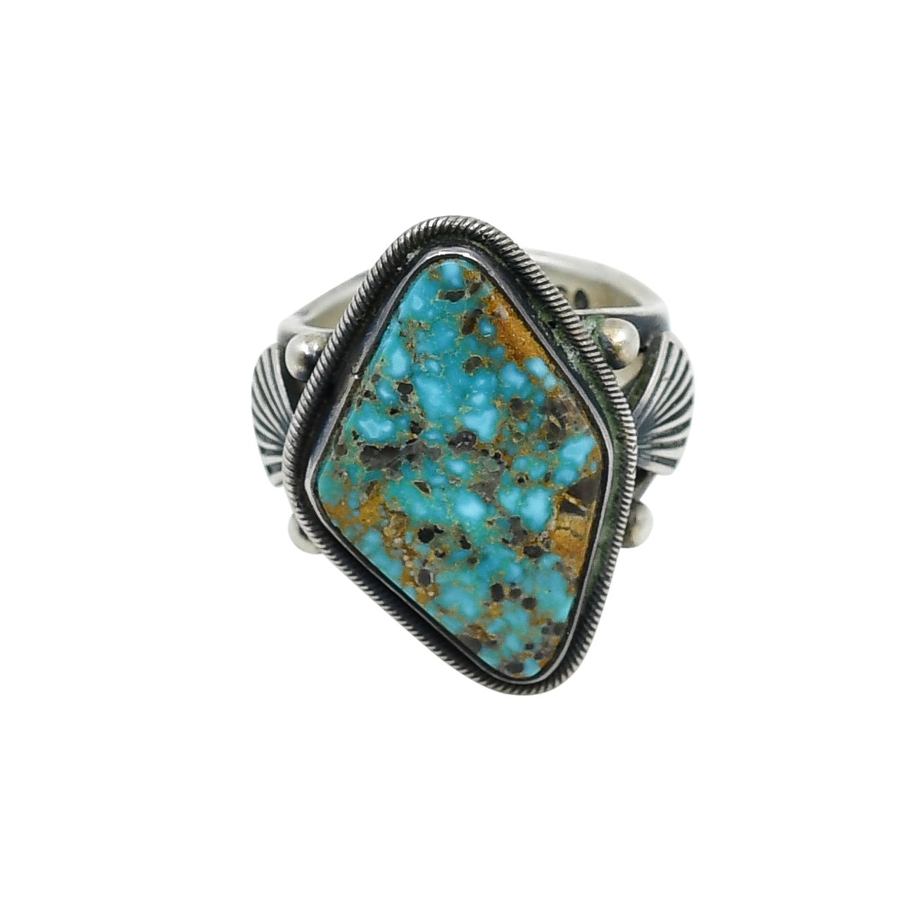 Steve Arviso Ring of Natural Turquoise – Turquoise & Tufa
