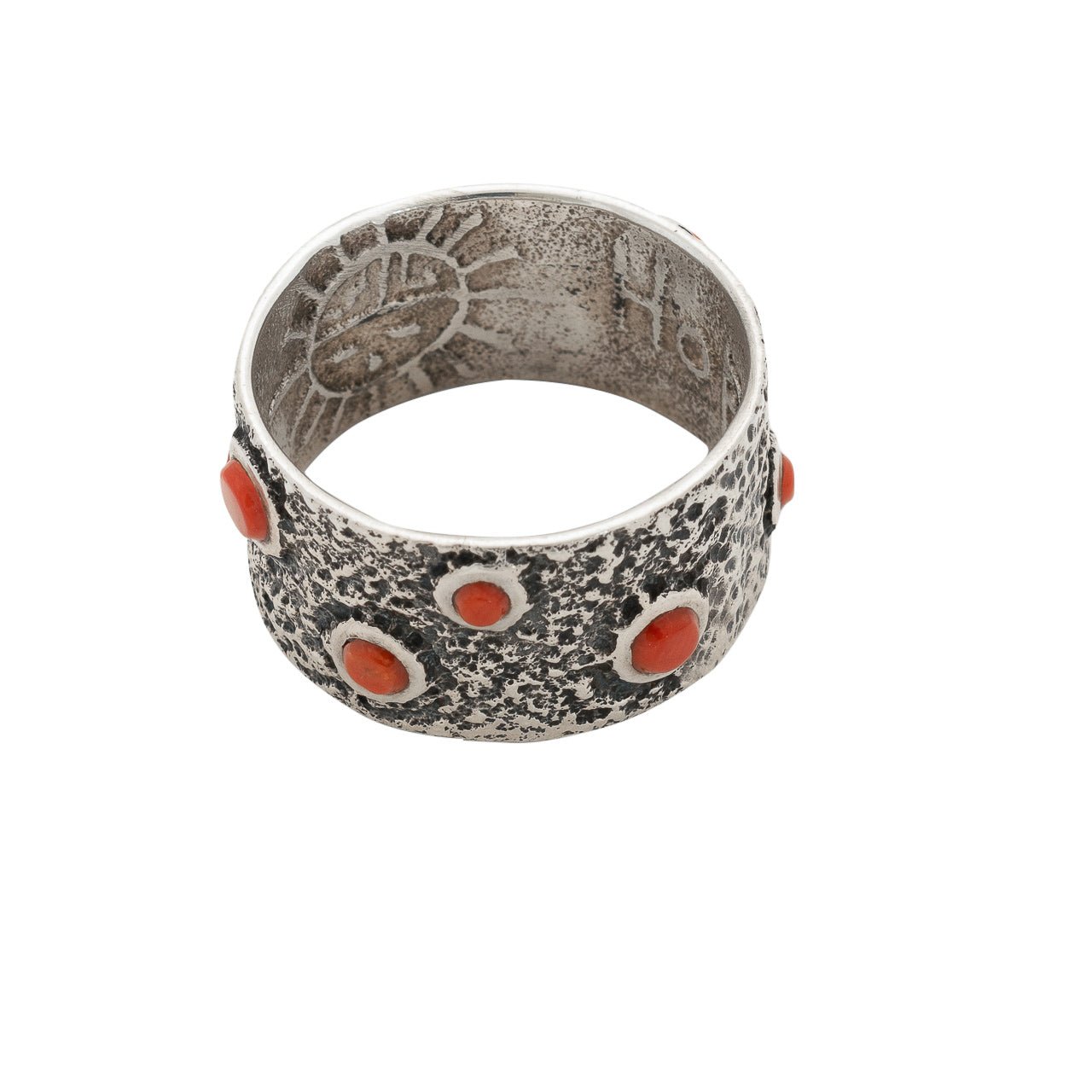 Steve LaRance Large Coral Ring - Turquoise & Tufa