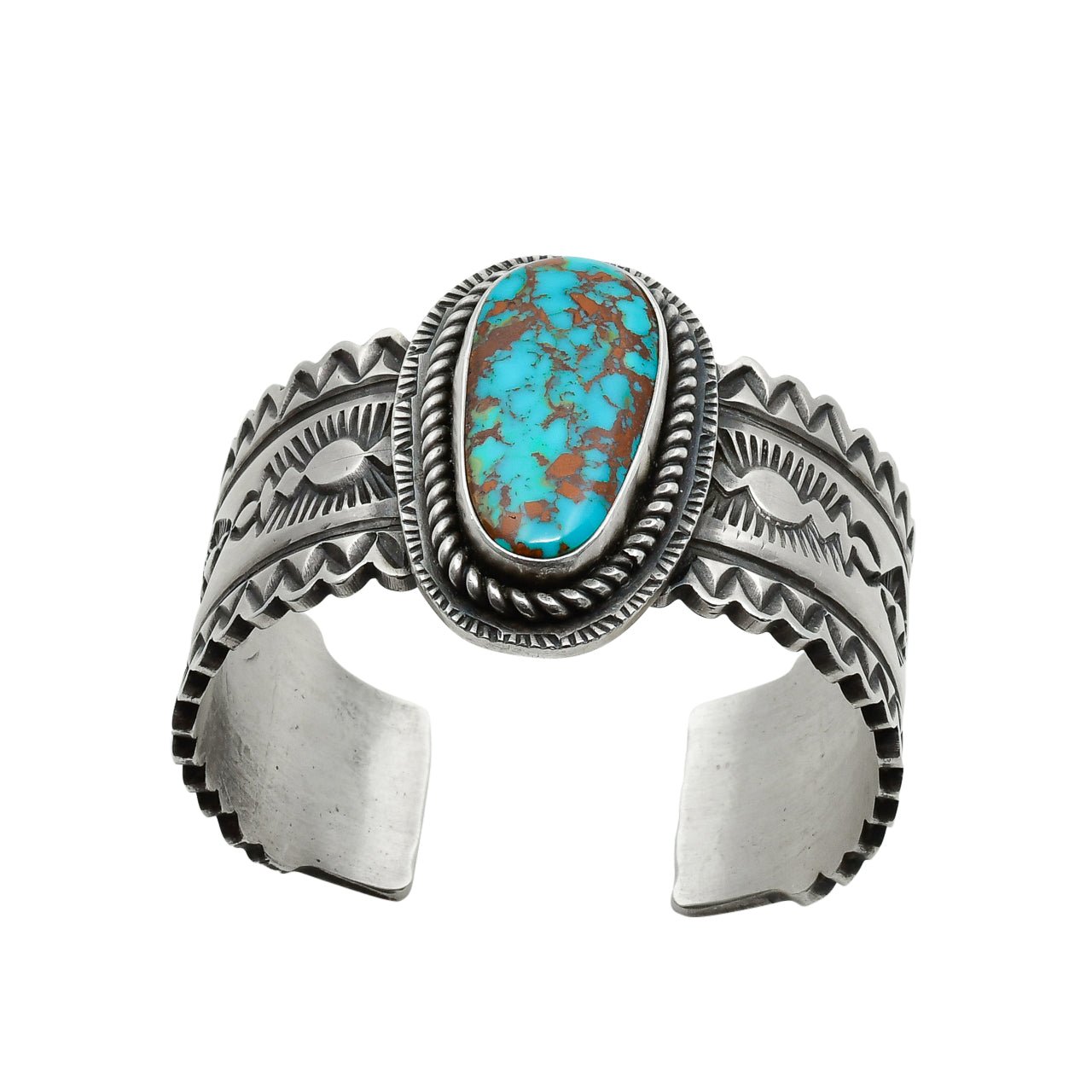 Tommy Jackson Bracelet With Natural Pilot Mountain Turquoise Stone - Turquoise & Tufa