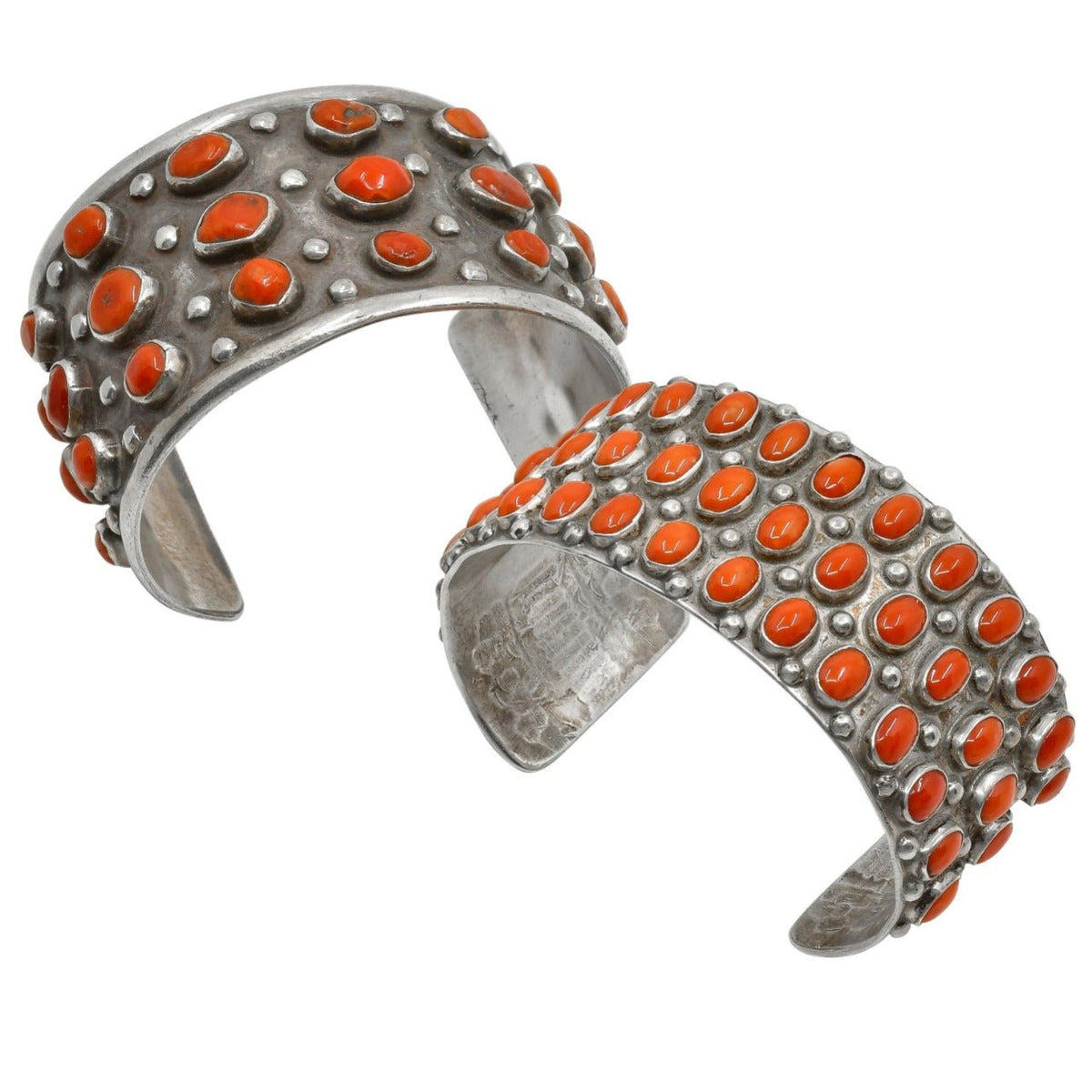 Tony Aguilar Sr. Bracelet of Natural Red Coral - Turquoise & Tufa
