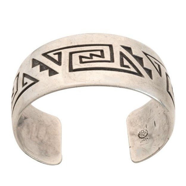 Victor Coochwytewa Hopi Silver Overlay Cuff – Turquoise & Tufa