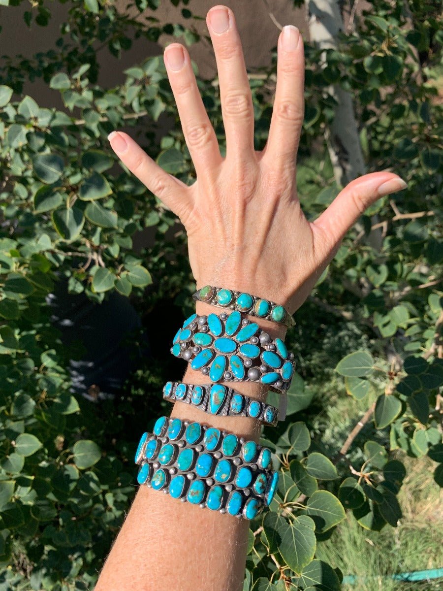 Vintage 25 Stone Turquoise Bracelet By Verdy Jake - Turquoise & Tufa