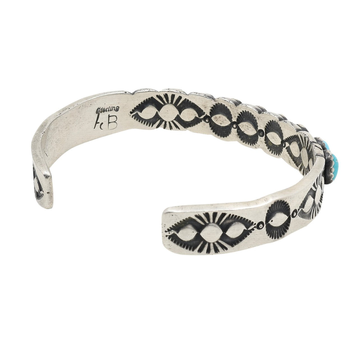 Vintage 9 Stone Navajo Turquoise Row Bracelet - Turquoise & Tufa