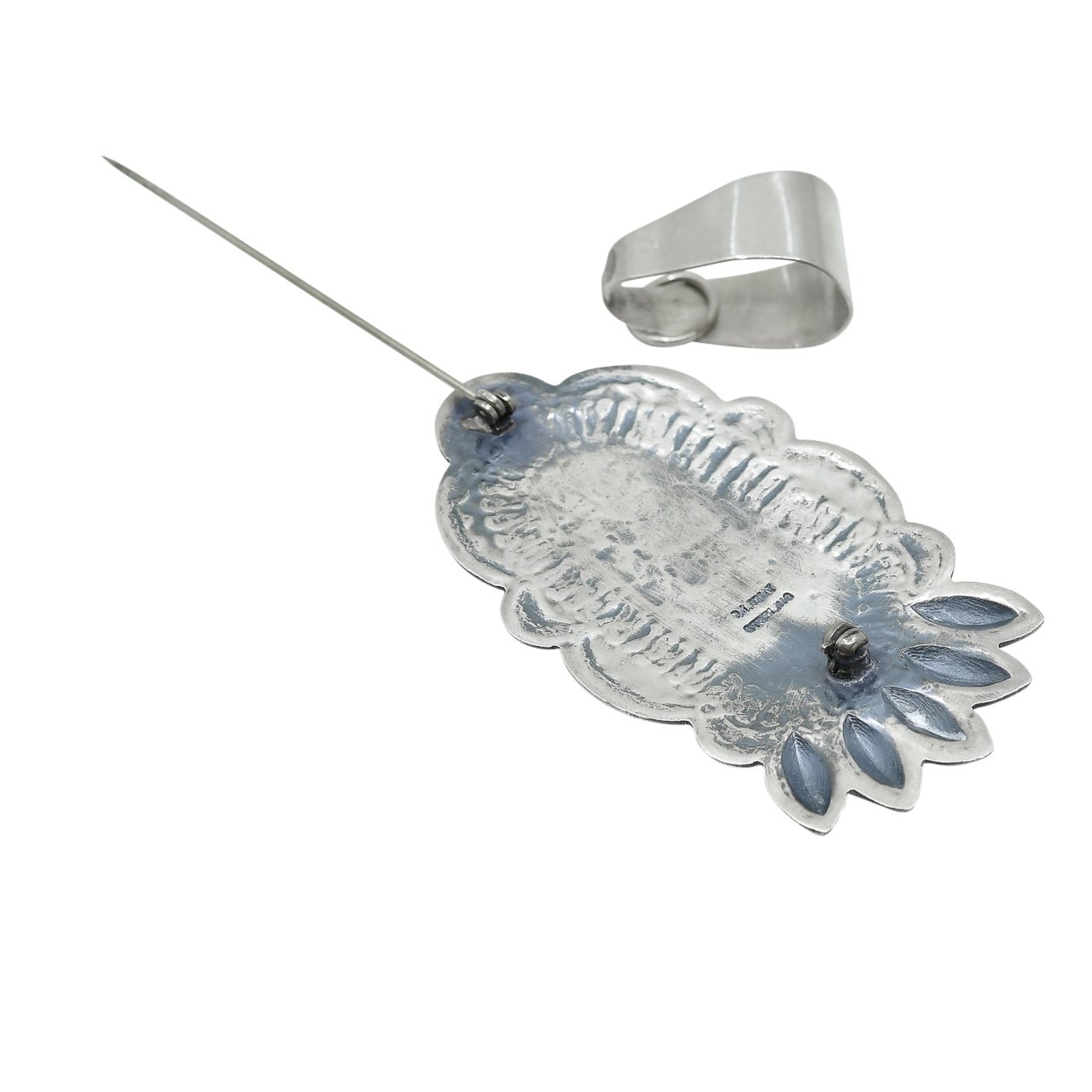 Vintage Bisbee Pin Pendant by Navajo Jeweler Paul Begay - Turquoise & Tufa