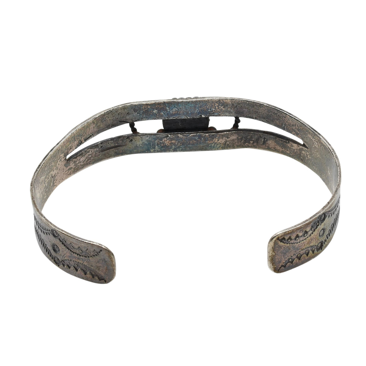 Vintage Fred Harvey Era Navajo Bracelet With Turquoise - Turquoise & Tufa