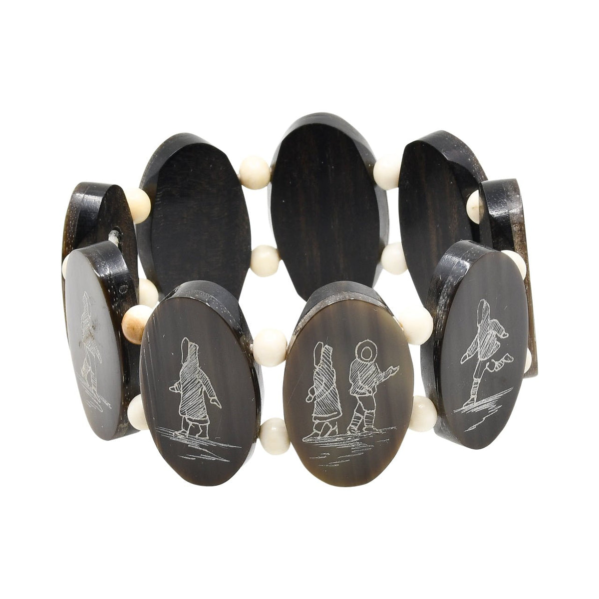 Vintage Harry Apodruk Scrimshaw Love Story Bracelet Northwest Coast - Turquoise & Tufa