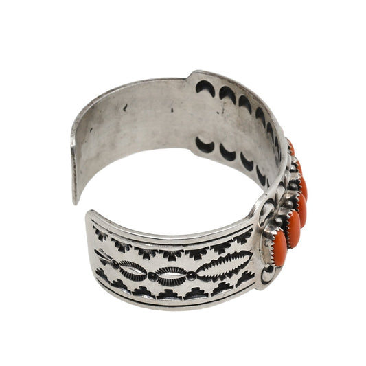 Vintage Hemerson Brown Coral Bracelet With Repousse and Stamping - Turquoise & Tufa