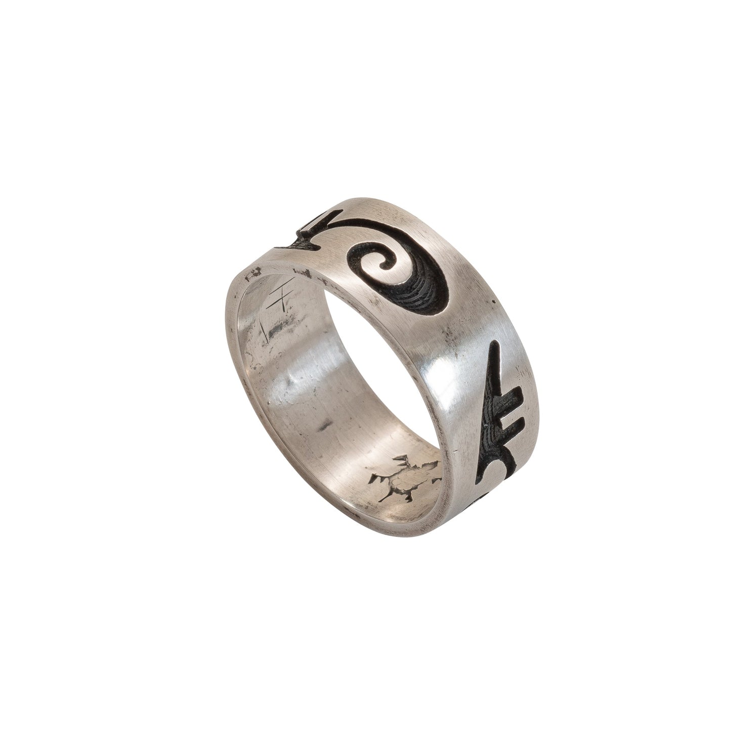Vintage Hopi Ring of Silver Overlay By Mitchell Sockyma - Turquoise & Tufa