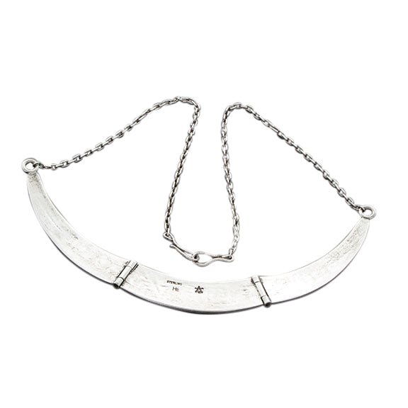 Vintage Hopi Silver Overlay Necklace by Mitchell Sockyma - Turquoise & Tufa