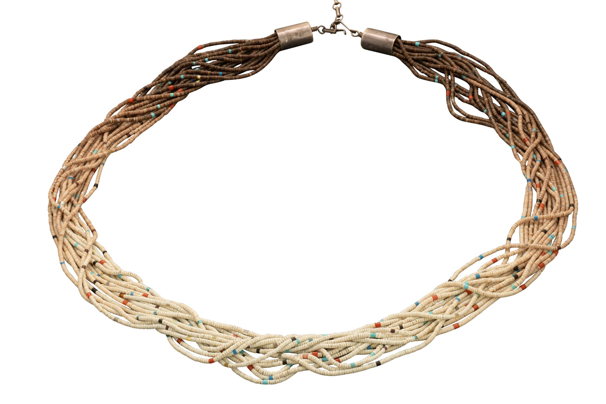 Vintage Micro Fine Heishi Necklace By Richard Aguilar - Turquoise & Tufa
