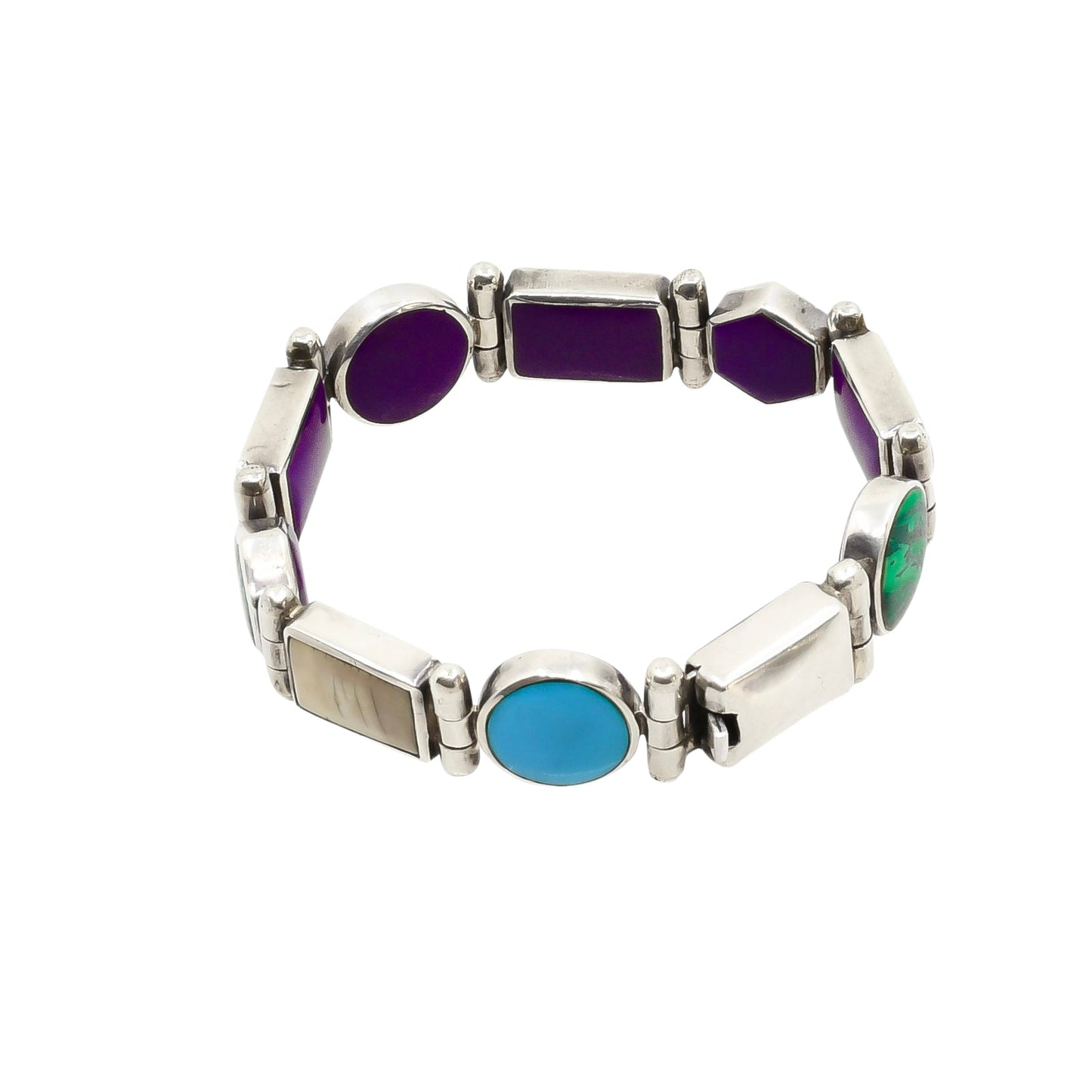 Vintage Multi-Stone Link Bracelet by Christin Wolf of Albuquerque - Turquoise & Tufa
