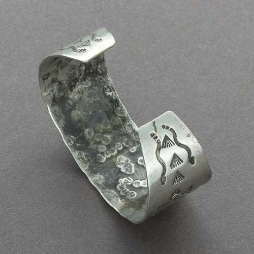 Vintage Native American German Silver Bracelet - Turquoise & Tufa