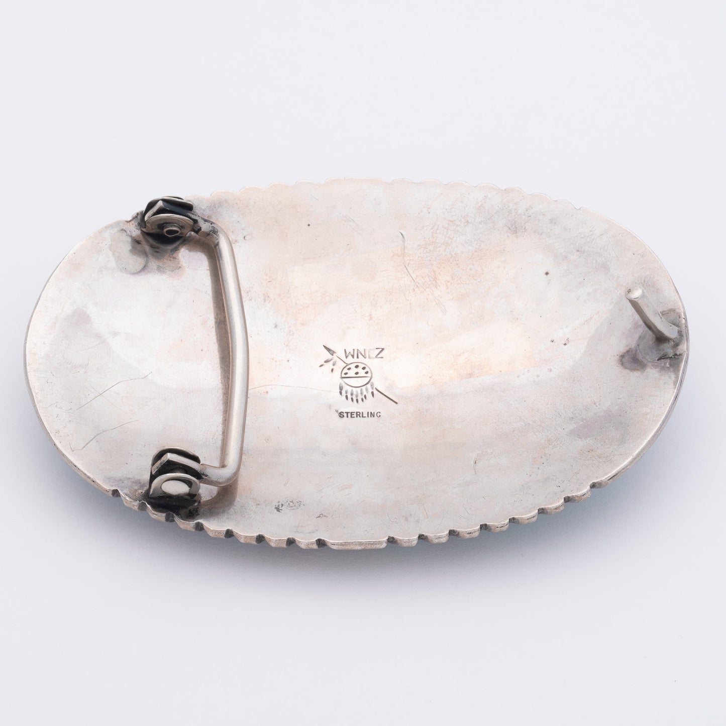 Vintage Navajo Belt Buckle With Turquoise Nuggets by Wilford Nez - Turquoise & Tufa