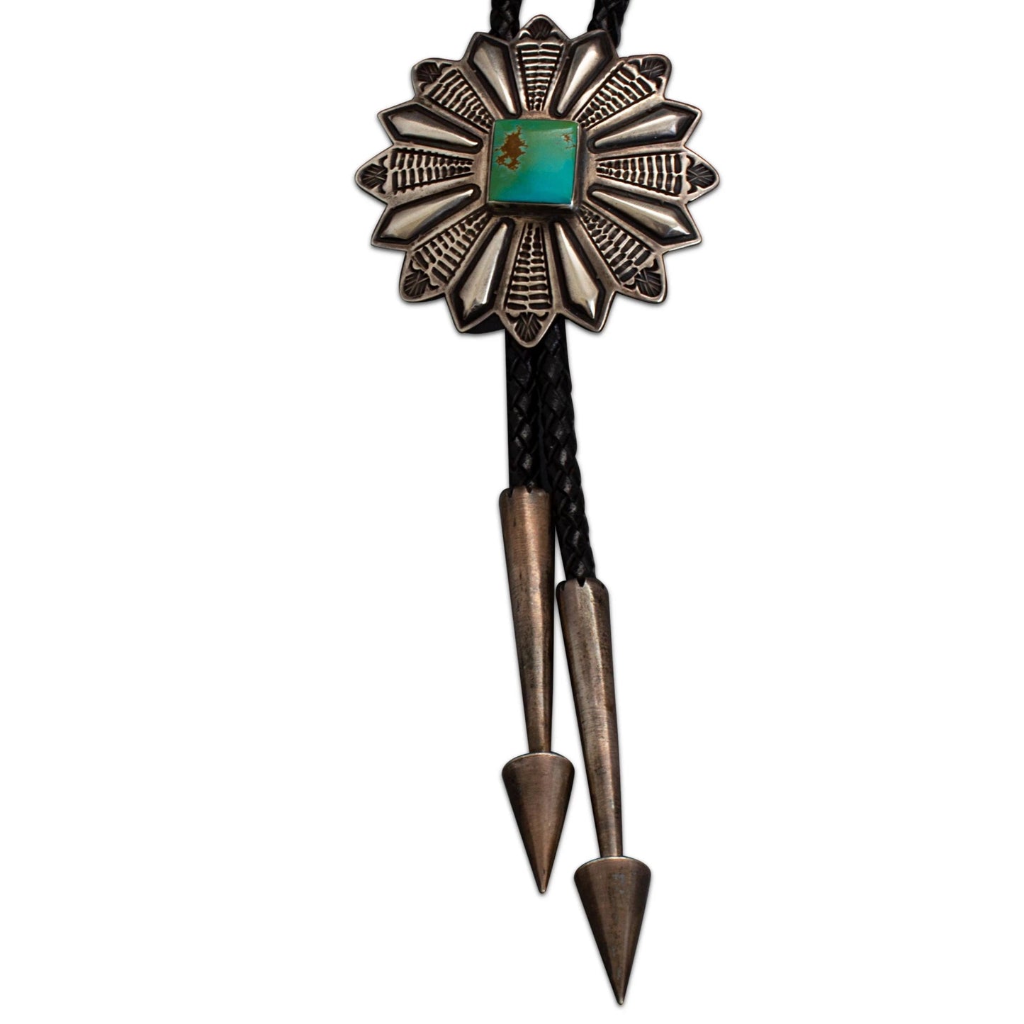 Vintage Navajo Bolo of Silver & Turquoise by Harry H. Begay - Turquoise & Tufa