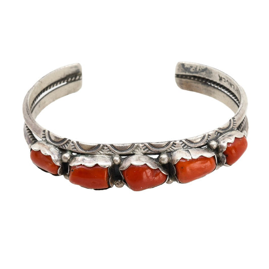 Vintage Navajo Coral Bracelet - Turquoise & Tufa