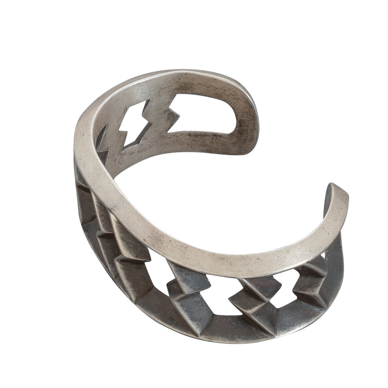 Vintage Navajo Cuff of Tufa Cast Lightning - Turquoise & Tufa