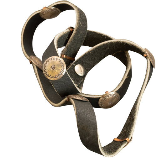 Vintage Navajo Hat Band With Sterling Silver Conchos - Turquoise & Tufa