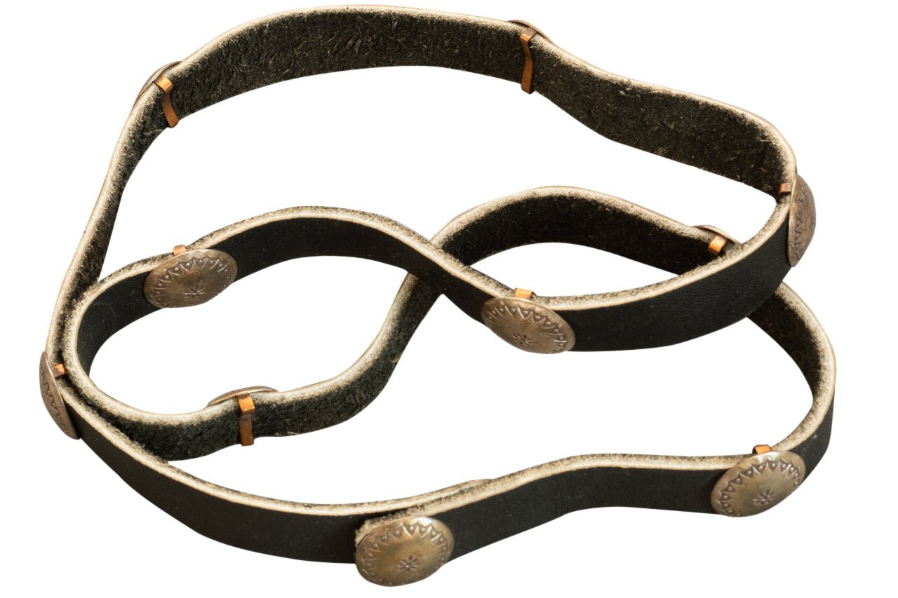 Vintage Navajo Hat Band With Sterling Silver Conchos - Turquoise & Tufa