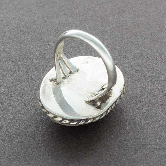 Vintage Navajo Ring of Silver Set With Green Stone - Turquoise & Tufa