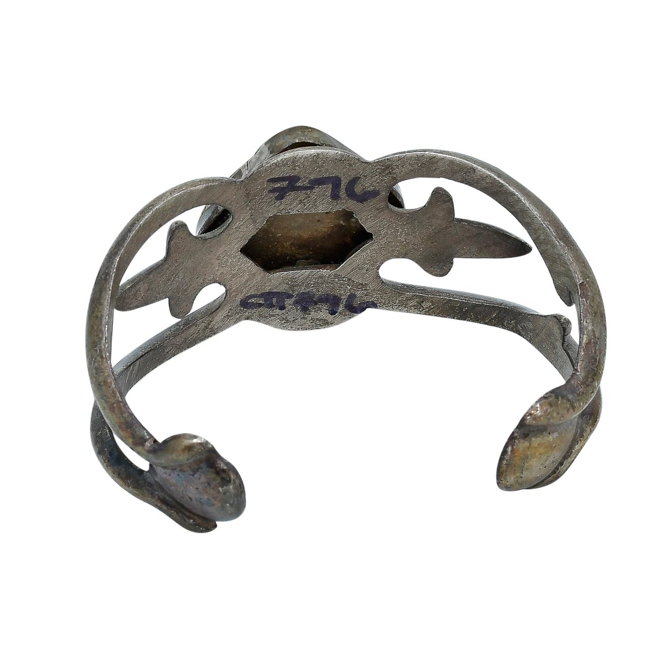Vintage Navajo Sand Cast Bracelet Of Silver and Turquoise - Turquoise & Tufa