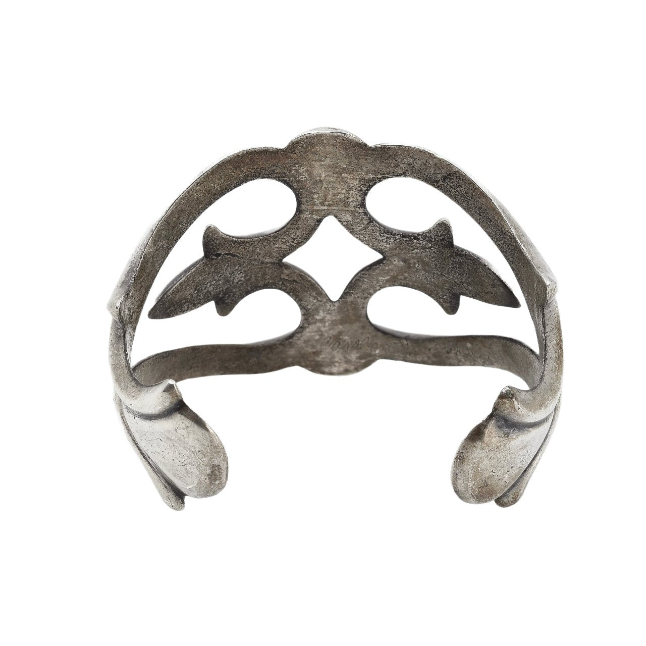 Vintage Navajo Sandcast Bracelet of Hearts - Turquoise & Tufa