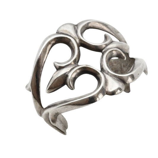 Vintage Navajo Sandcast Bracelet of Hearts - Turquoise & Tufa