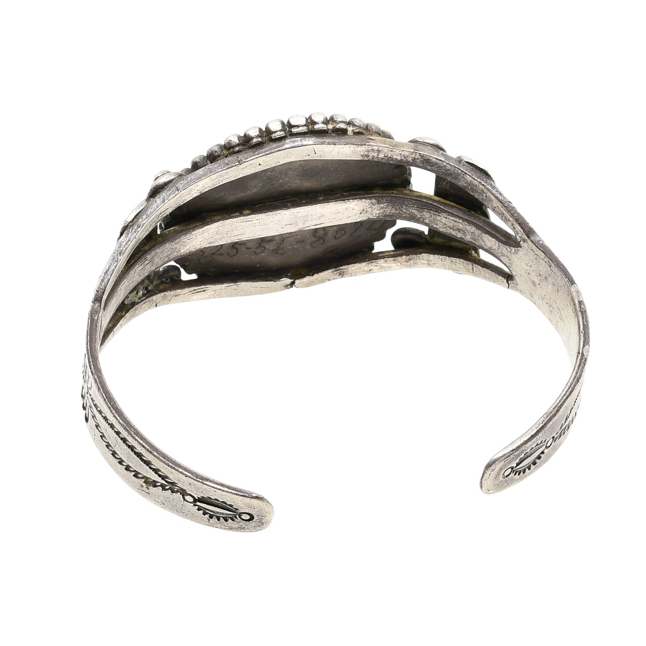 Vintage Navajo Silver Bracelet with Turquoise Circa 1930-1940 - Turquoise & Tufa